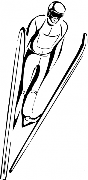 Competition of Ski Jumping  coloring page image