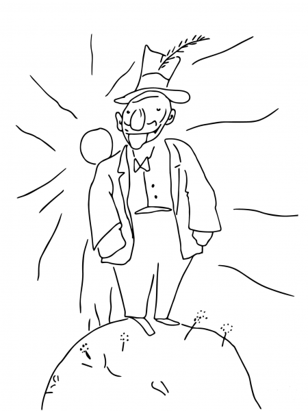 Conceited Man Planet coloring page image
