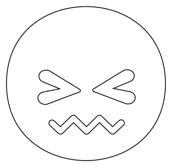 Confounded Face Emoji coloring page image