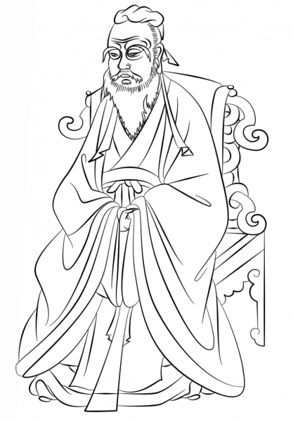 Confucius (Kongzi) coloring page image