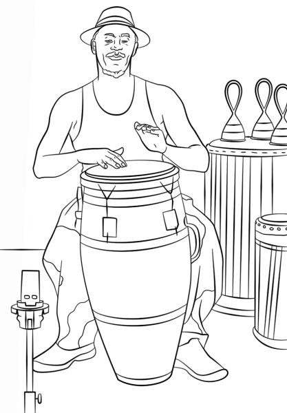 Conga Drummer coloring page image