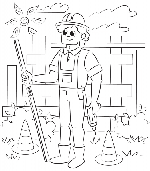 Construction Worker coloring page image
