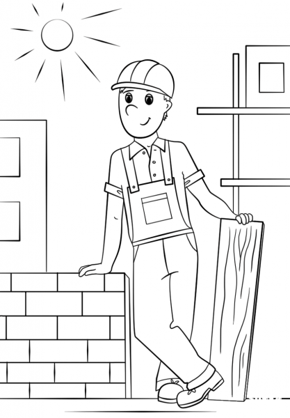 Construction Worker coloring page image