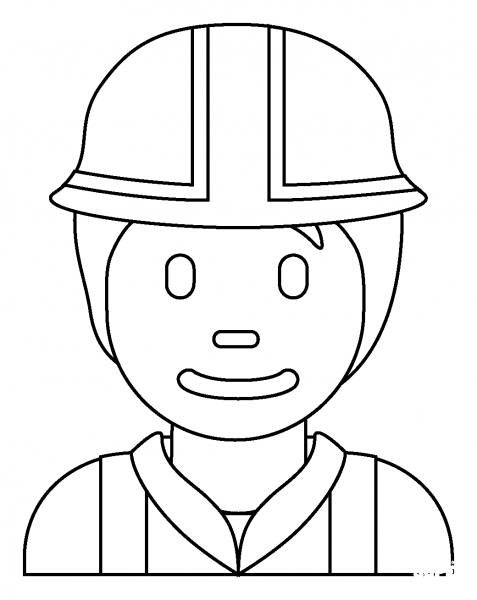 Construction Worker Emoji coloring page image