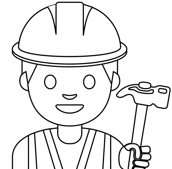 Construction Worker Emoji coloring page image