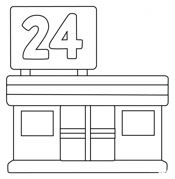 Convenience Store Emoji coloring page image