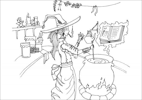 Cook Witch coloring page image