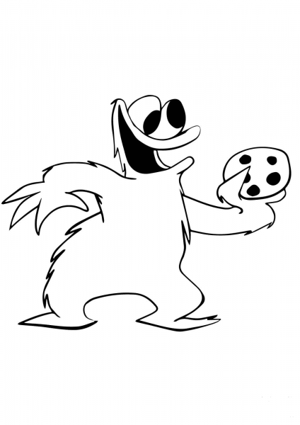 Cookie Monster and a Cookie coloring page image