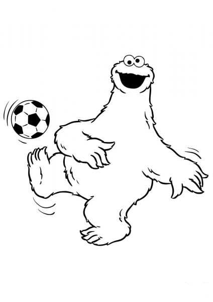 Cookie Monster Plays Soccer coloring page image
