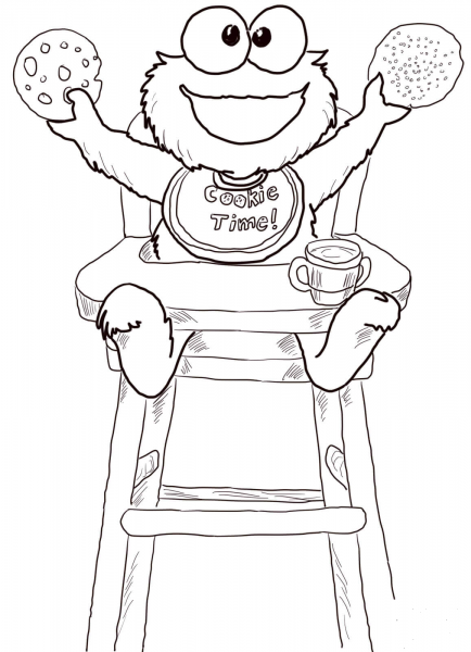 Cookie Time for Cookie Monster coloring page image