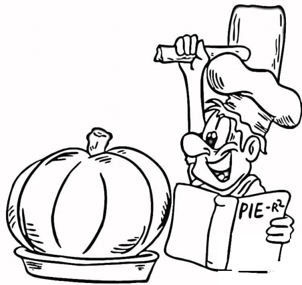 Cooking a Pumpkin Pie  coloring page image