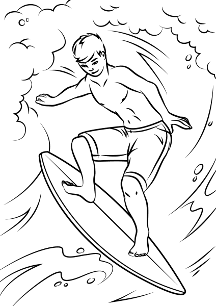 Cool Surfer coloring page image