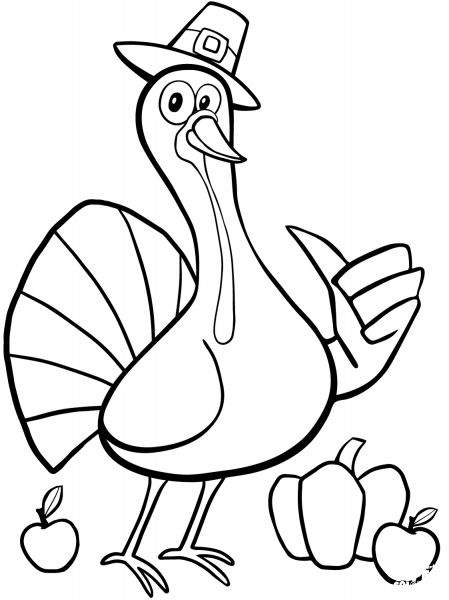 Cool Thanksgiving Turkey coloring page image