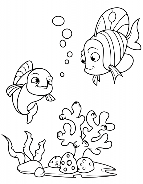 Coral Fish coloring page image