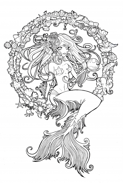 Cordelia Jewel of the Sea Mermaid coloring page image