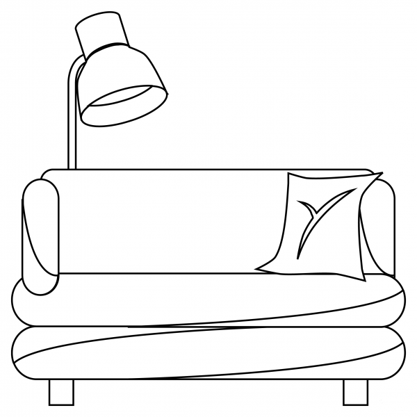 Couch and Lamp coloring page image