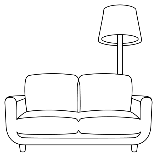 Couch and Lamp Emoji coloring page image