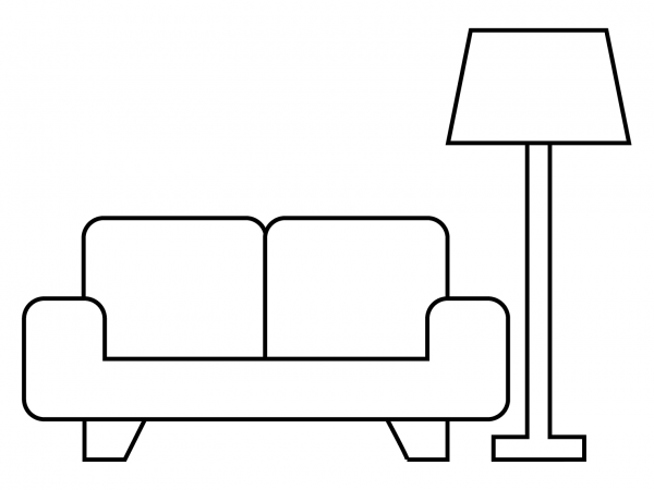 Couch and Lamp Emoji coloring page image