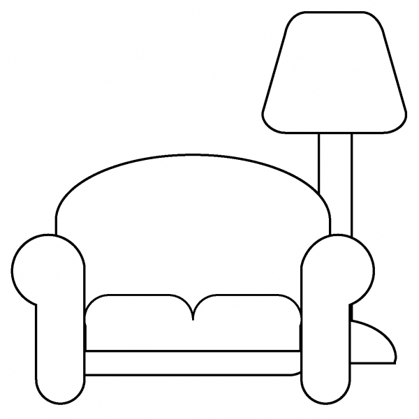 Couch and Lamp Emoji coloring page image