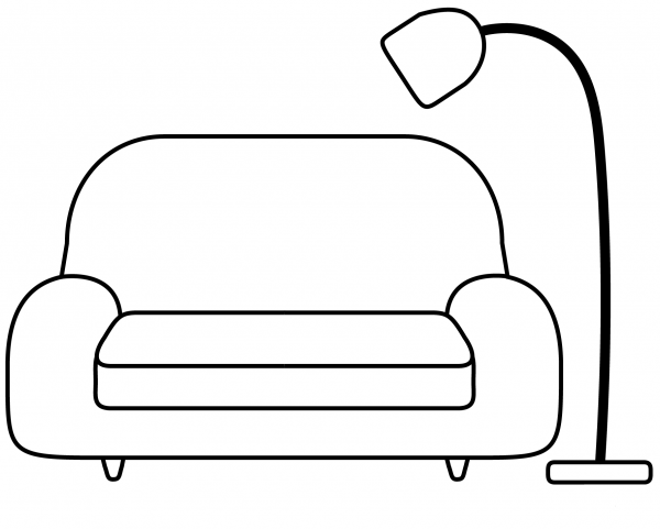 Couch and Lamp Emoji coloring page image
