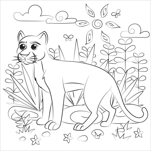 Cougar coloring page image
