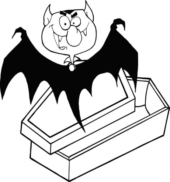 Count Dracula Out of the Coffin coloring page image