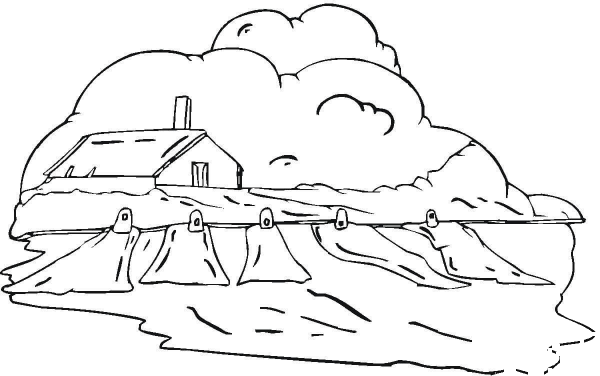Country House In The Clouds  coloring page image