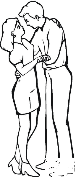 Couple dancing coloring page image