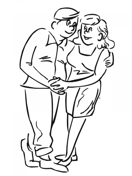Couple in Love coloring page image