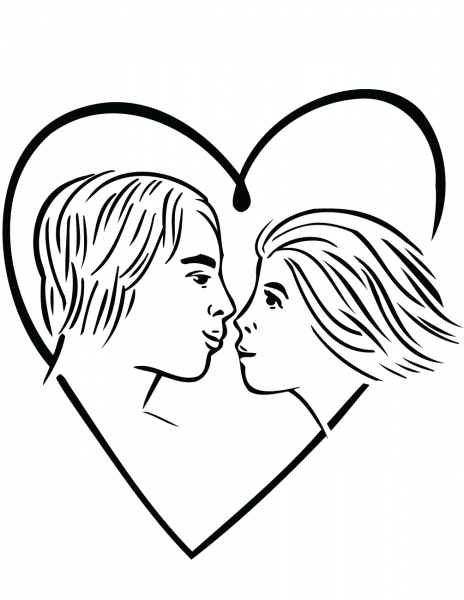 Couple in Love coloring page image