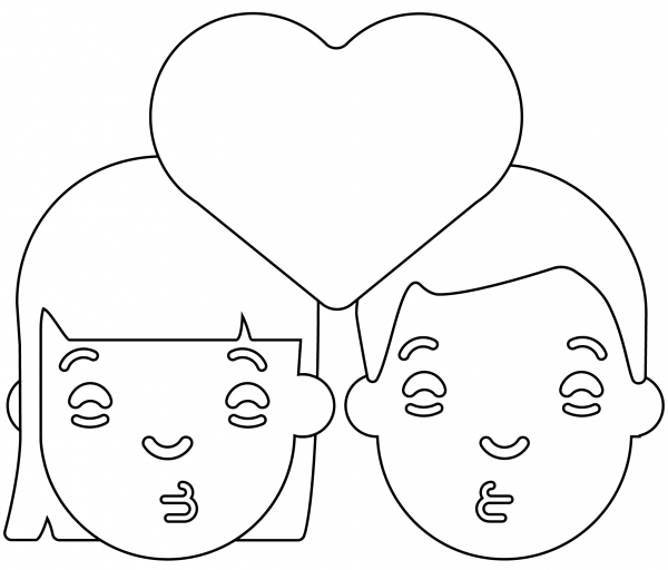 Couple Kiss Emoji coloring page image