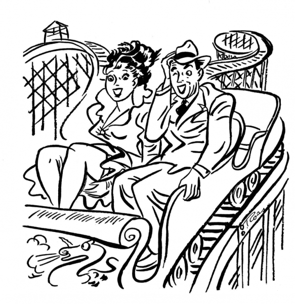 Couple On The Roller Coaster  coloring page image