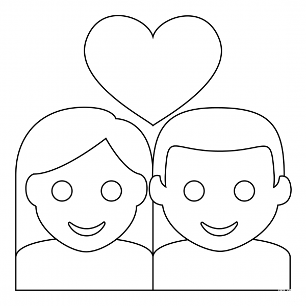 Couple with Heart coloring page image