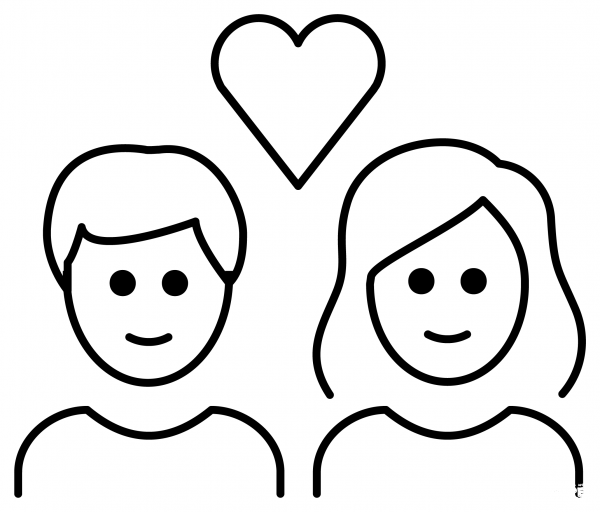 Couple with Heart Emoji coloring page image