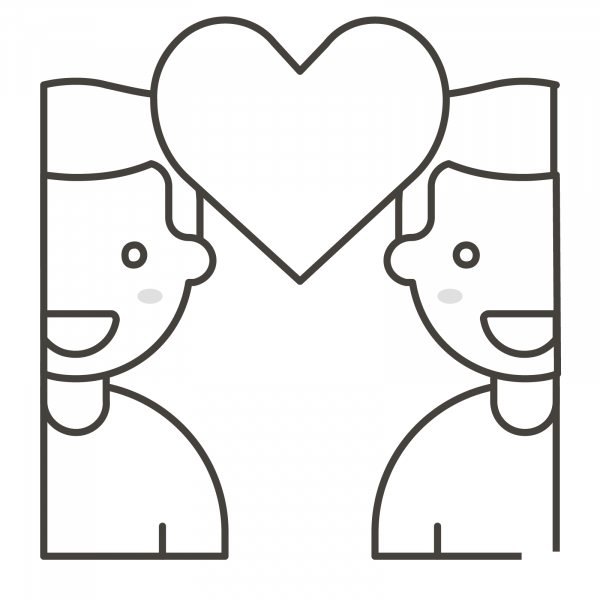 Couple with Heart Man and Man coloring page image