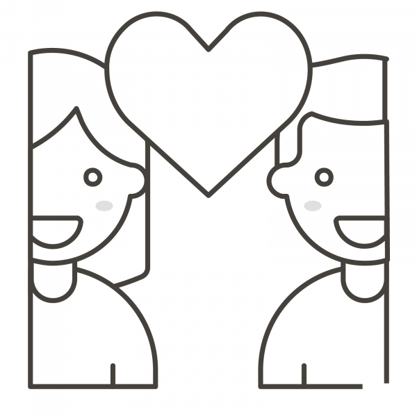 Couple with Heart Woman and Man coloring page image