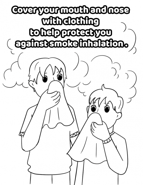 Cover Your Mouth and Nose with Clothing to Help Protect You Against Smoke Inhalation coloring page image
