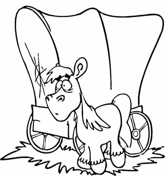 Covered Wagon coloring page image