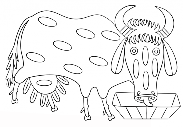 Cow by Maria Prymachenko coloring page image