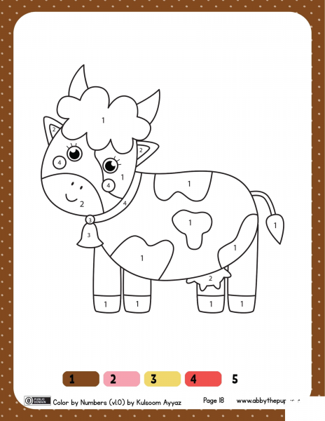 Cow Color by Numbers 1-4 image