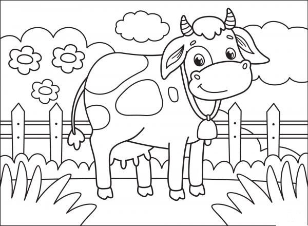 Cow coloring page image