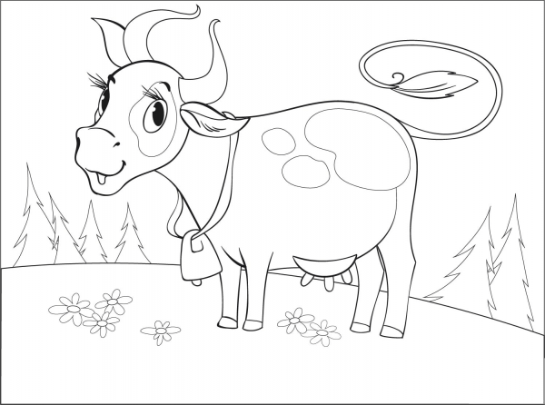Cow coloring page image