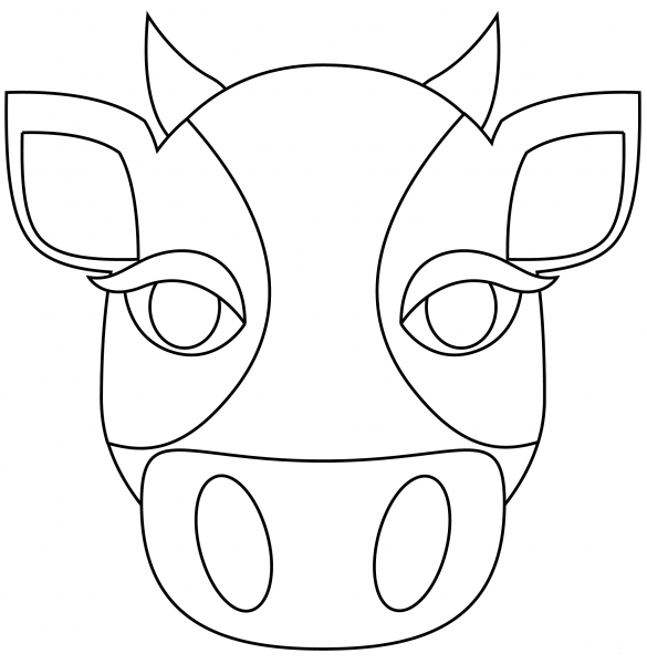 Cow Face coloring page image