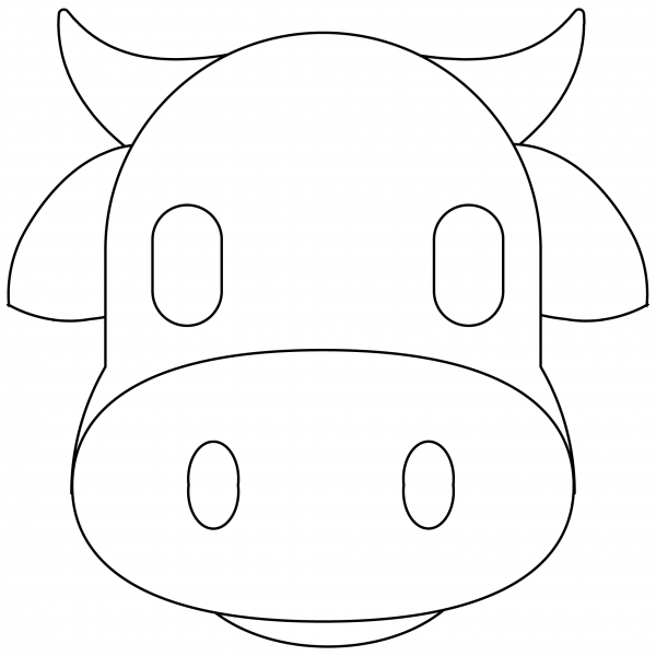 Cow Face Emoji coloring page image