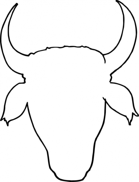 Cow Head Outline coloring page image