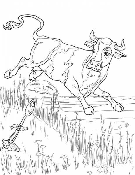 Cow Jumped Over the Moon coloring page image
