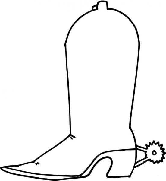 Cowboy Boot with Spur coloring page image