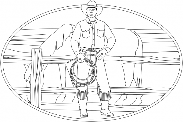Cowboy coloring page image