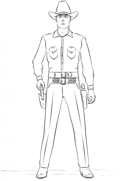 Cowboy coloring page image