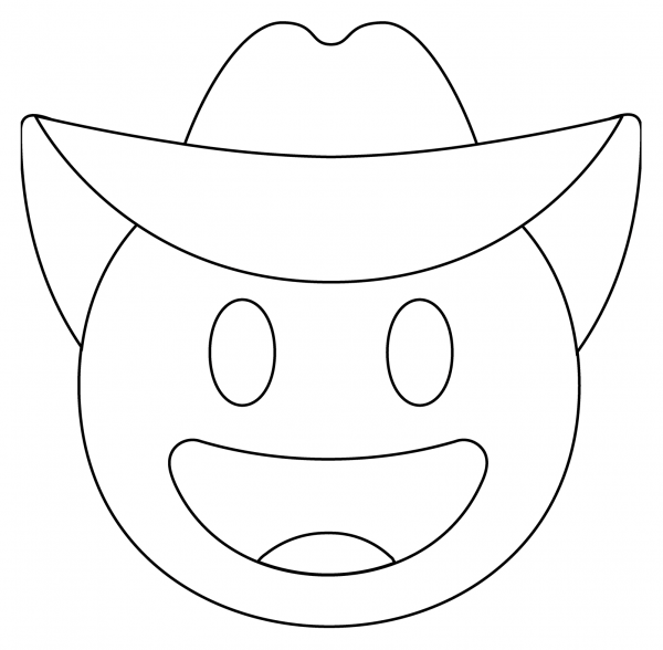 Cowboy Hat Face Emoji coloring page image